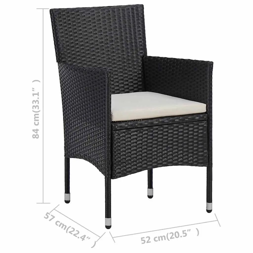 Black Outdoor Dining Chair Set 2pc