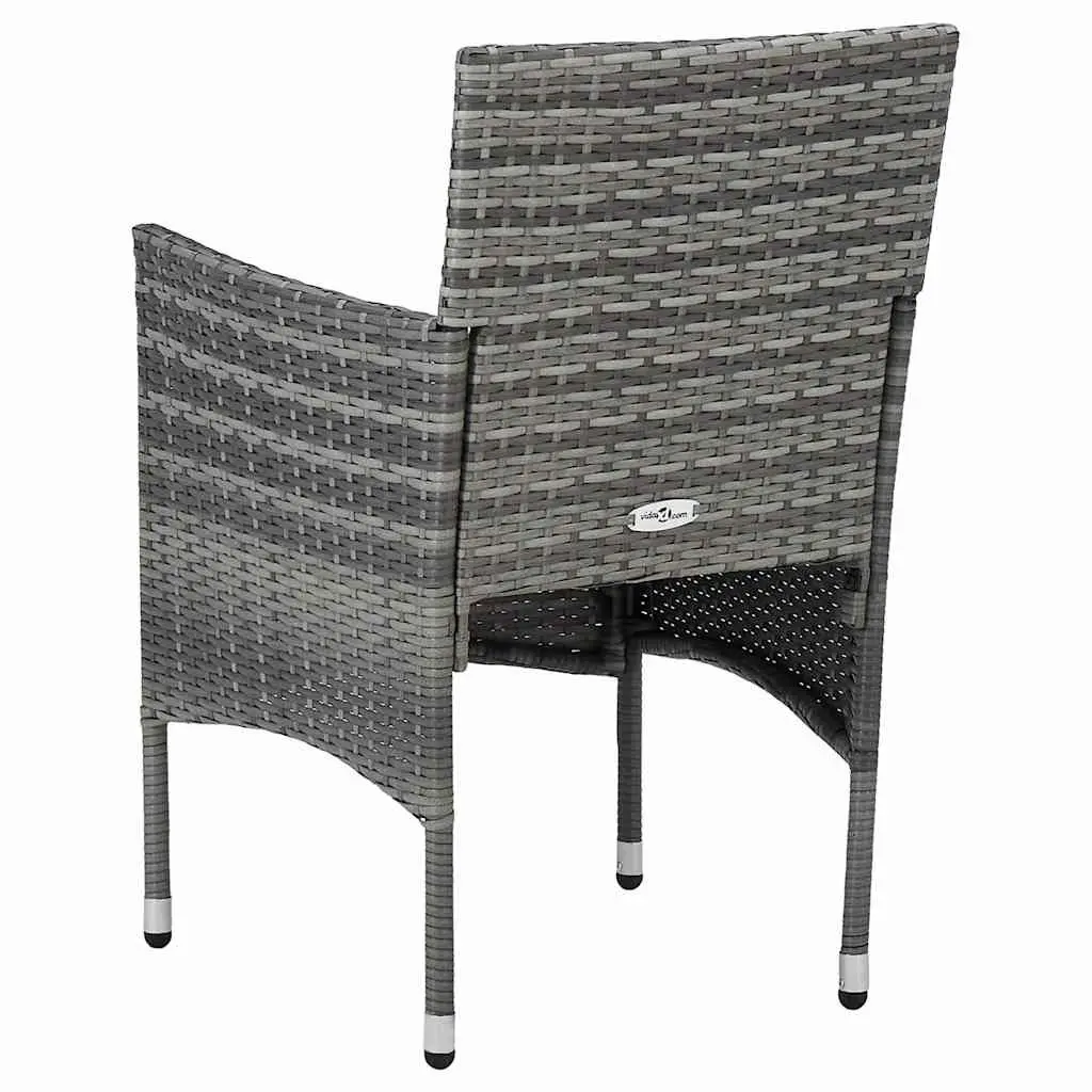 Grey Poly Rattan Outdoor Dining Chair Set, 2 Pieces
