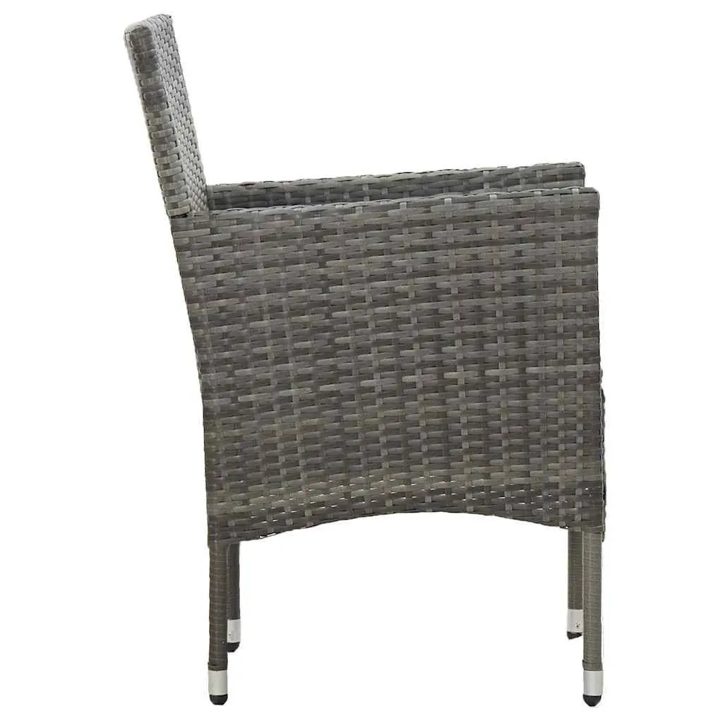 Grey Poly Rattan Outdoor Dining Chair Set, 2 Pieces