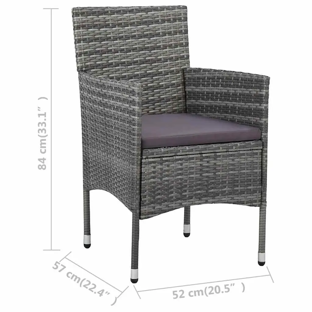 Grey Poly Rattan Outdoor Dining Chair Set, 2 Pieces