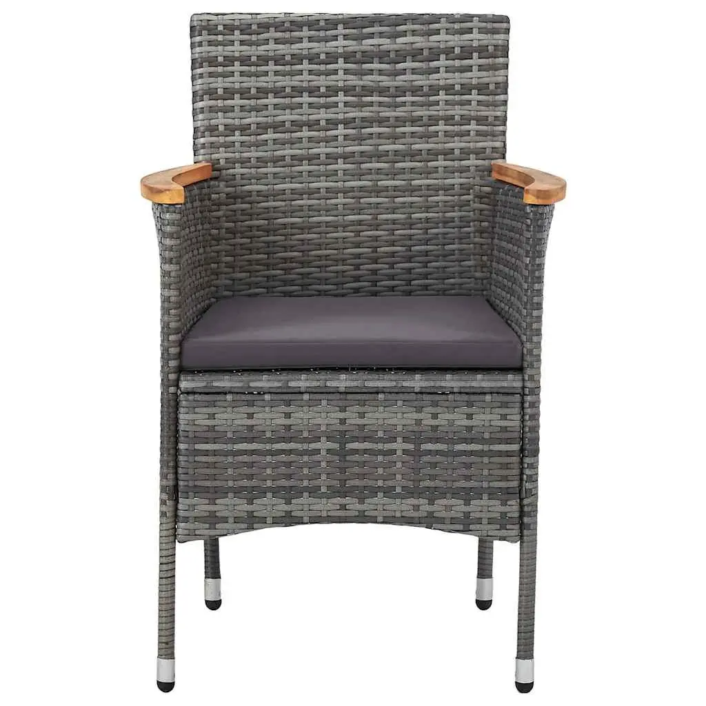 Outdoor Dining Chairs Set 2 pcs Grey Poly Rattan Garden Patio Seating Furniture