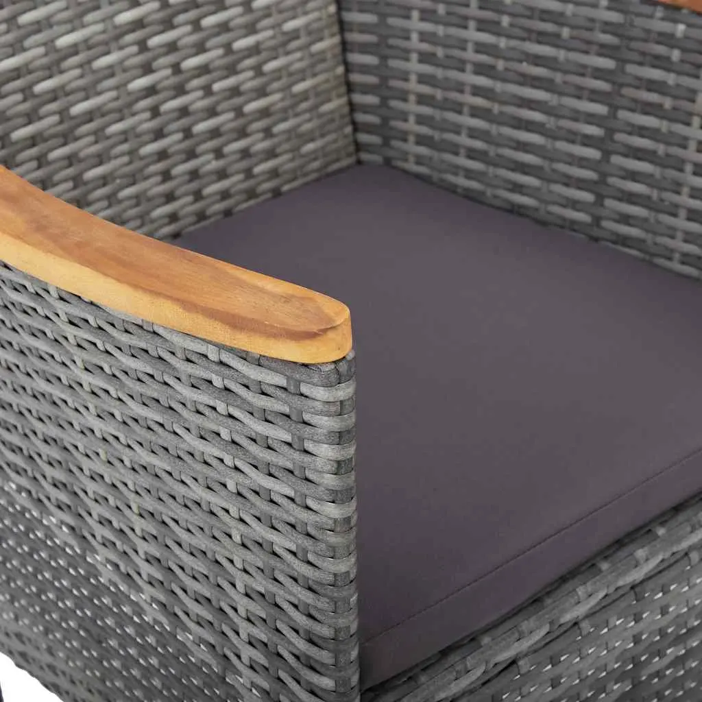 Outdoor Dining Chairs Set 2 pcs Grey Poly Rattan Garden Patio Seating Furniture