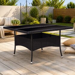 Outdoor Dining Table: 4 Seater, Black Poly Rattan