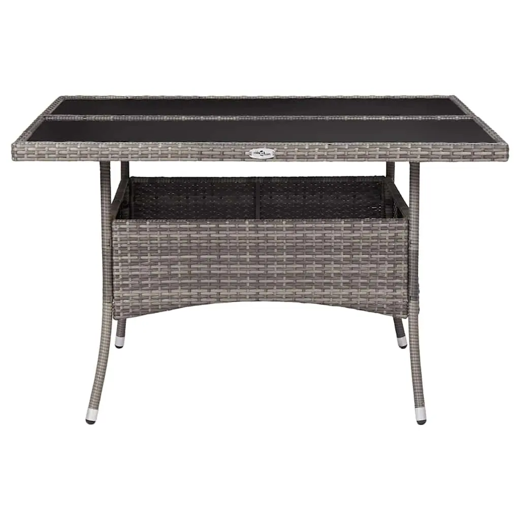 Outdoor Dining Table Grey Poly Rattan Glass Patio Furniture 4 Seater Garden
