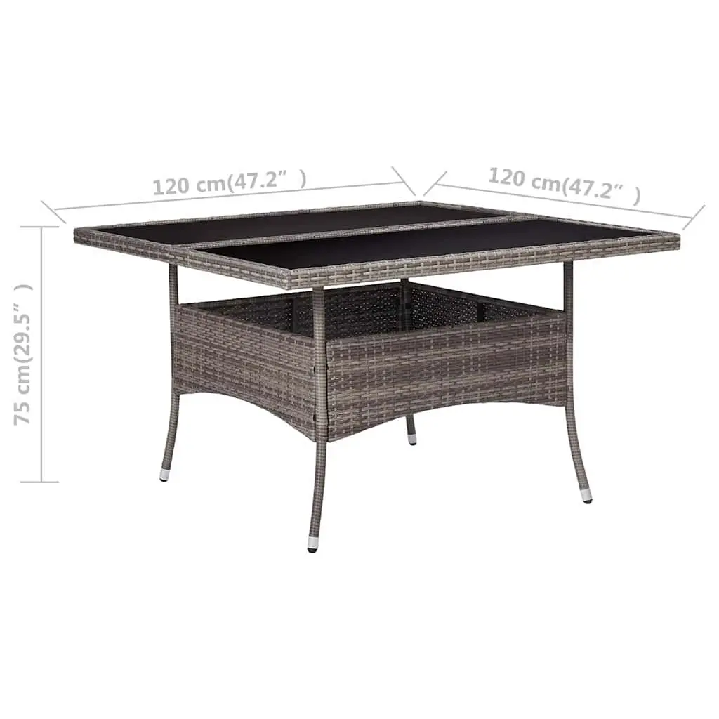 Outdoor Dining Table Grey Poly Rattan Glass Patio Furniture 4 Seater Garden