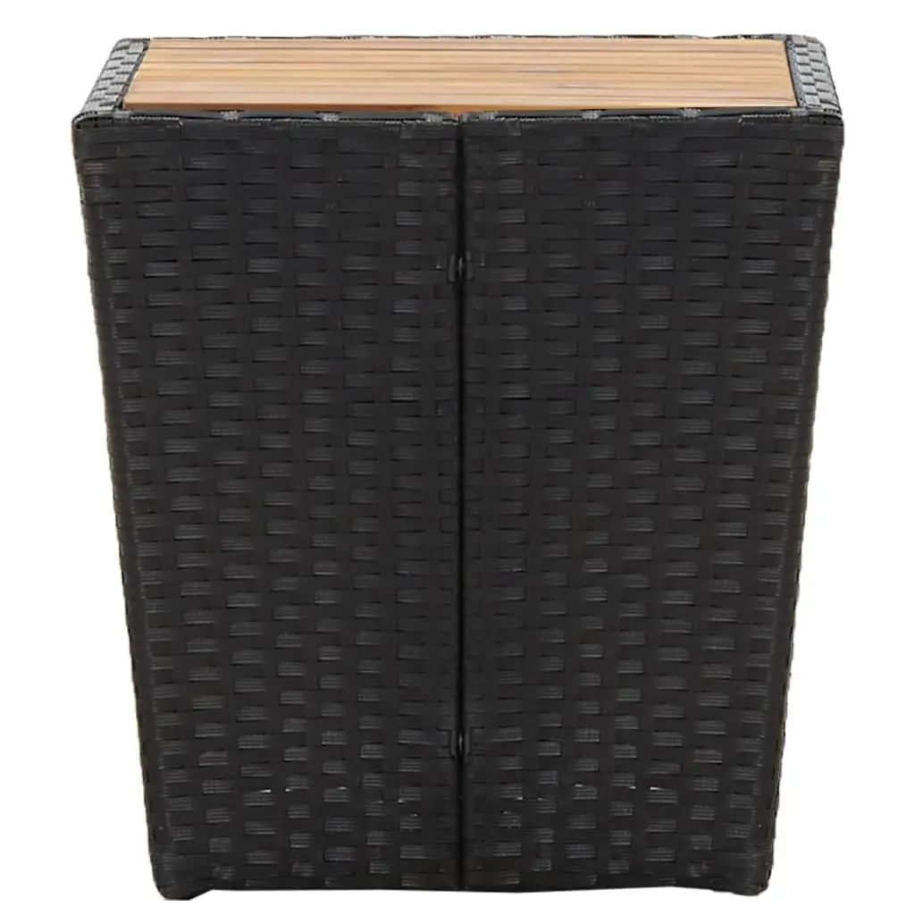 Outdoor Tea Table for Garden Patio 41.5 x 41.5 x 43 cm Black Rattan Steel Frame Acacia Wood