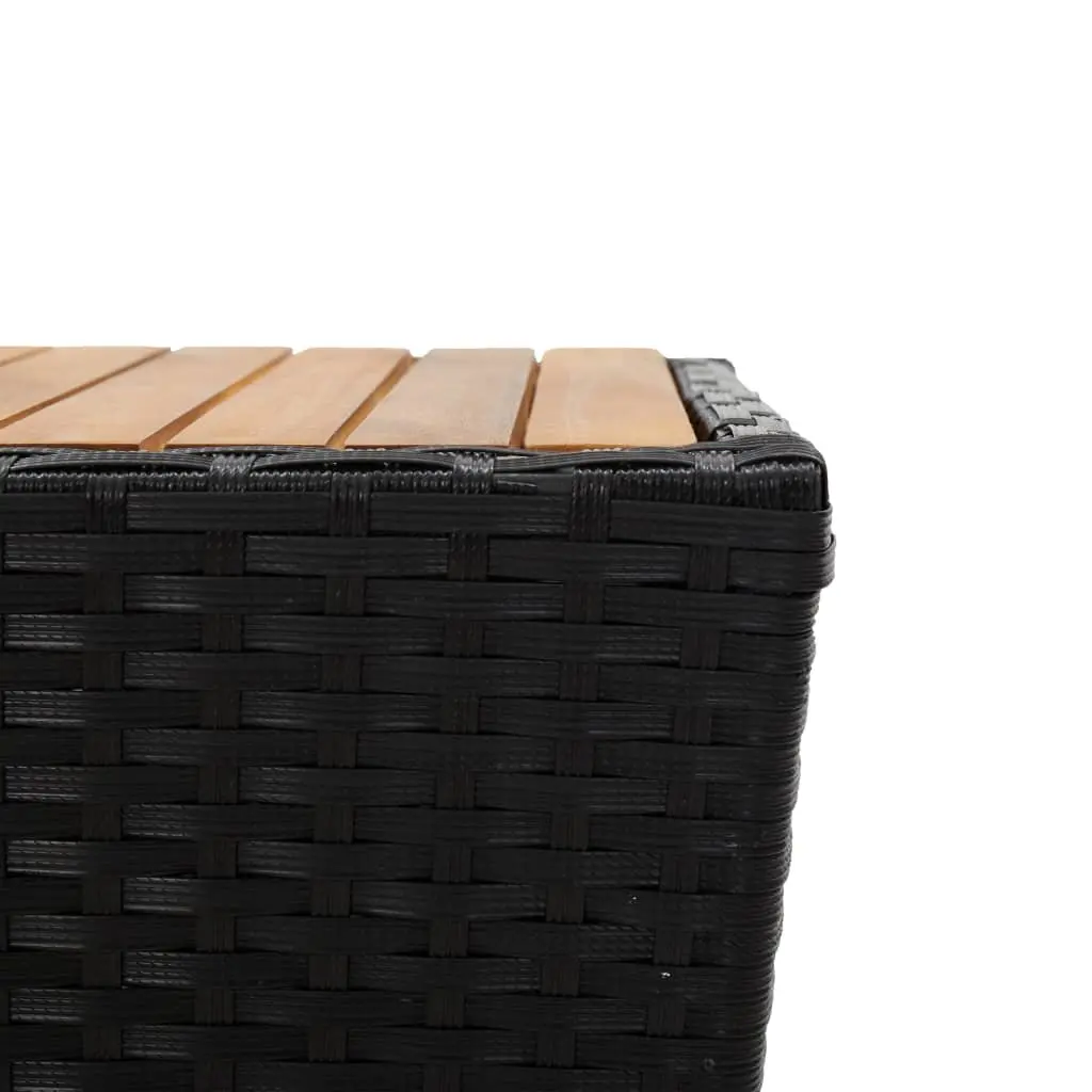 Outdoor Tea Table for Garden Patio 41.5 x 41.5 x 43 cm Black Rattan Steel Frame Acacia Wood