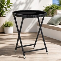 Specifications of Black Poly Rattan Folding Tea Table