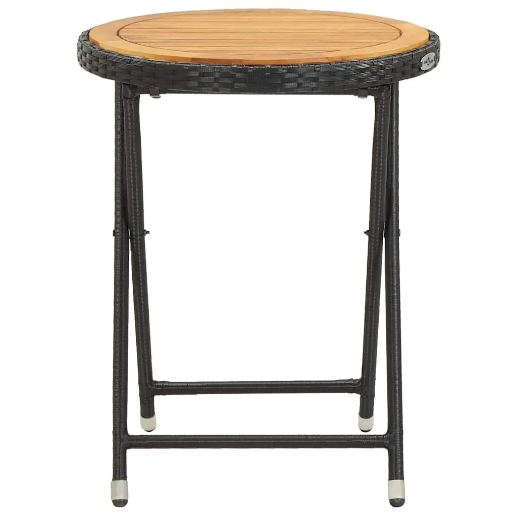 Black Poly Rattan Folding Tea Table 60cm