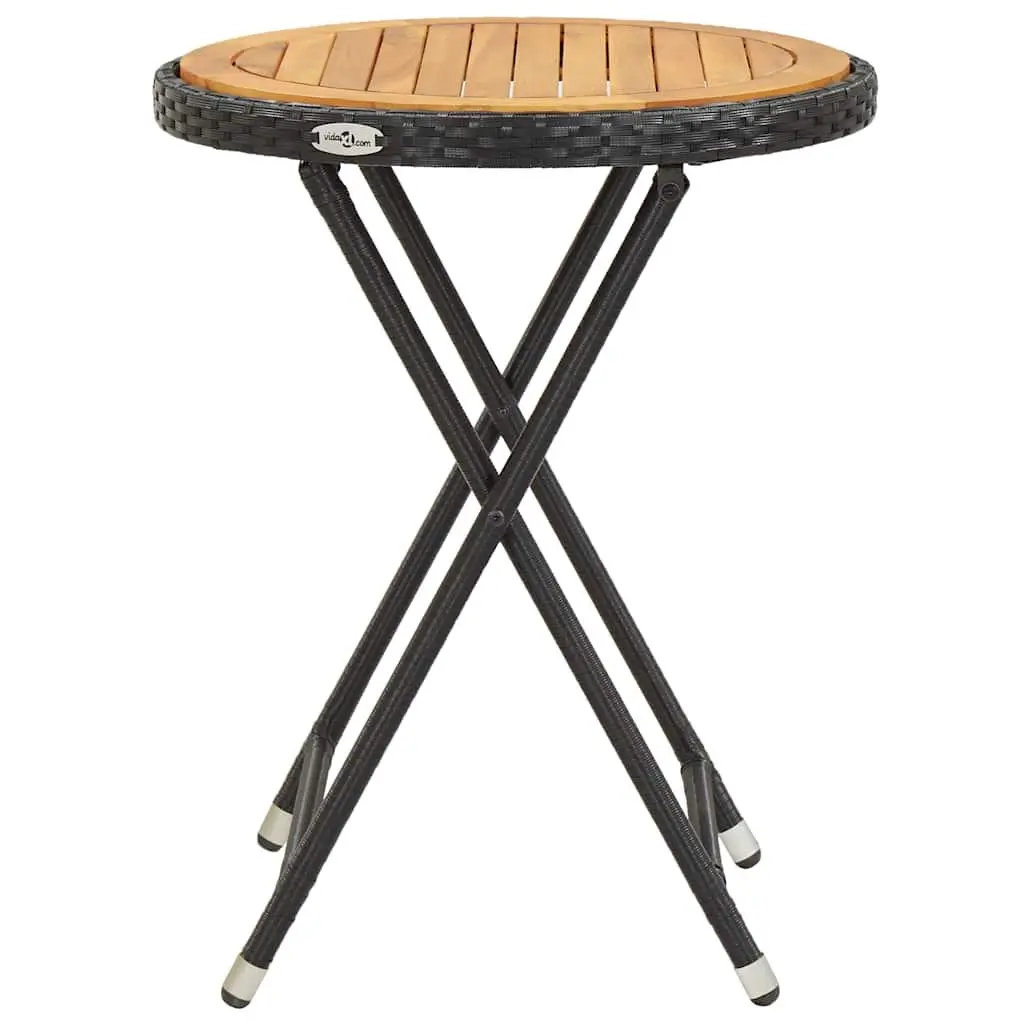 Black Poly Rattan Folding Tea Table 60cm