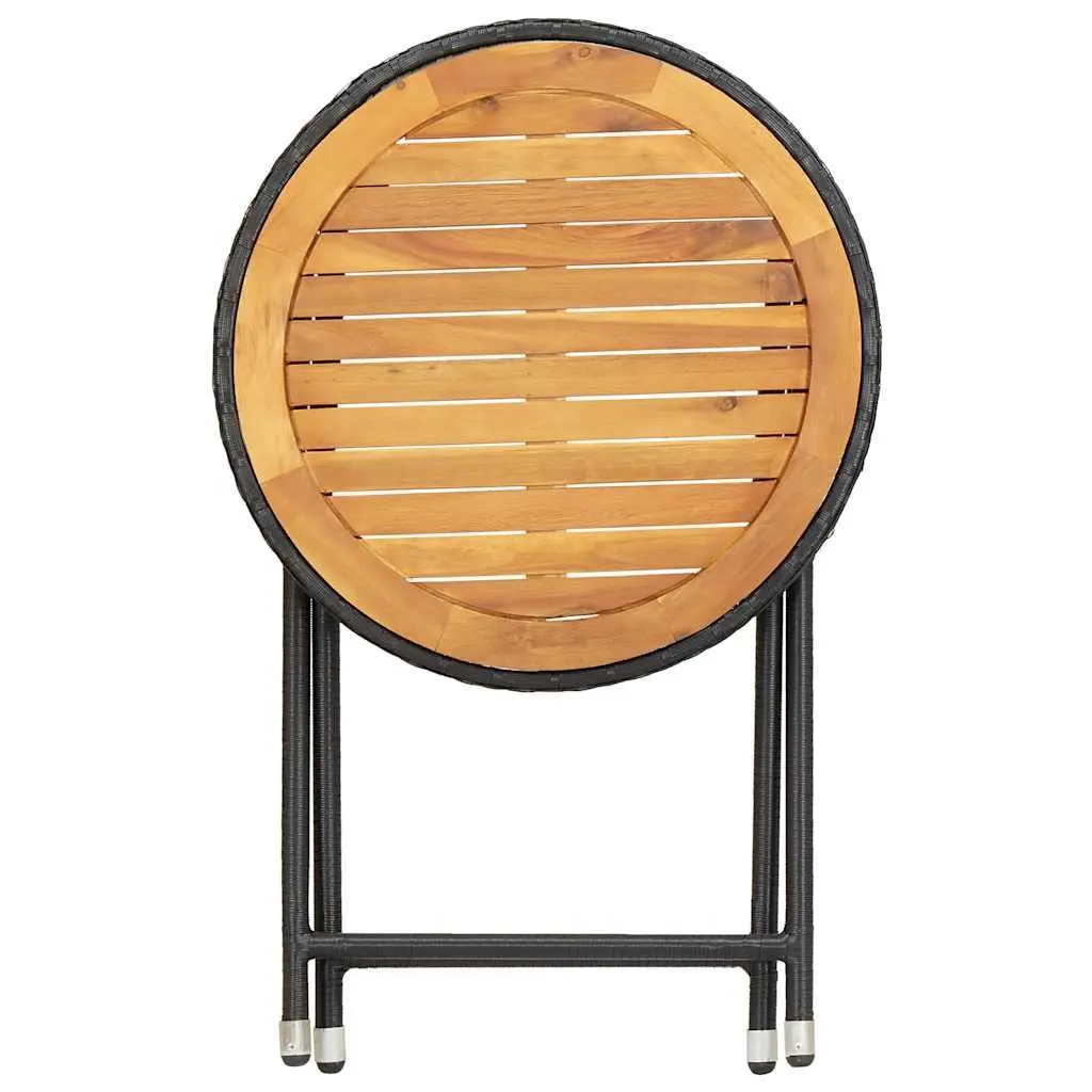 Black Poly Rattan Folding Tea Table 60cm