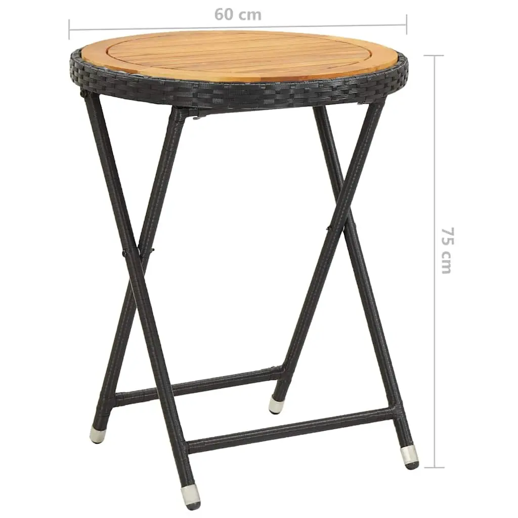 Black Poly Rattan Folding Tea Table 60cm