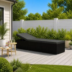 Specifications of Black Poly Rattan Sun Lounger with Cushion