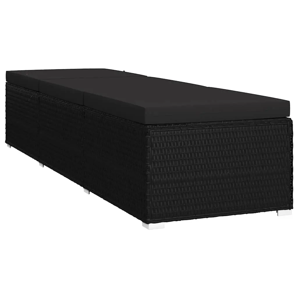 Sun Lounger for Outdoor Poolside Relaxation with Cushion Black