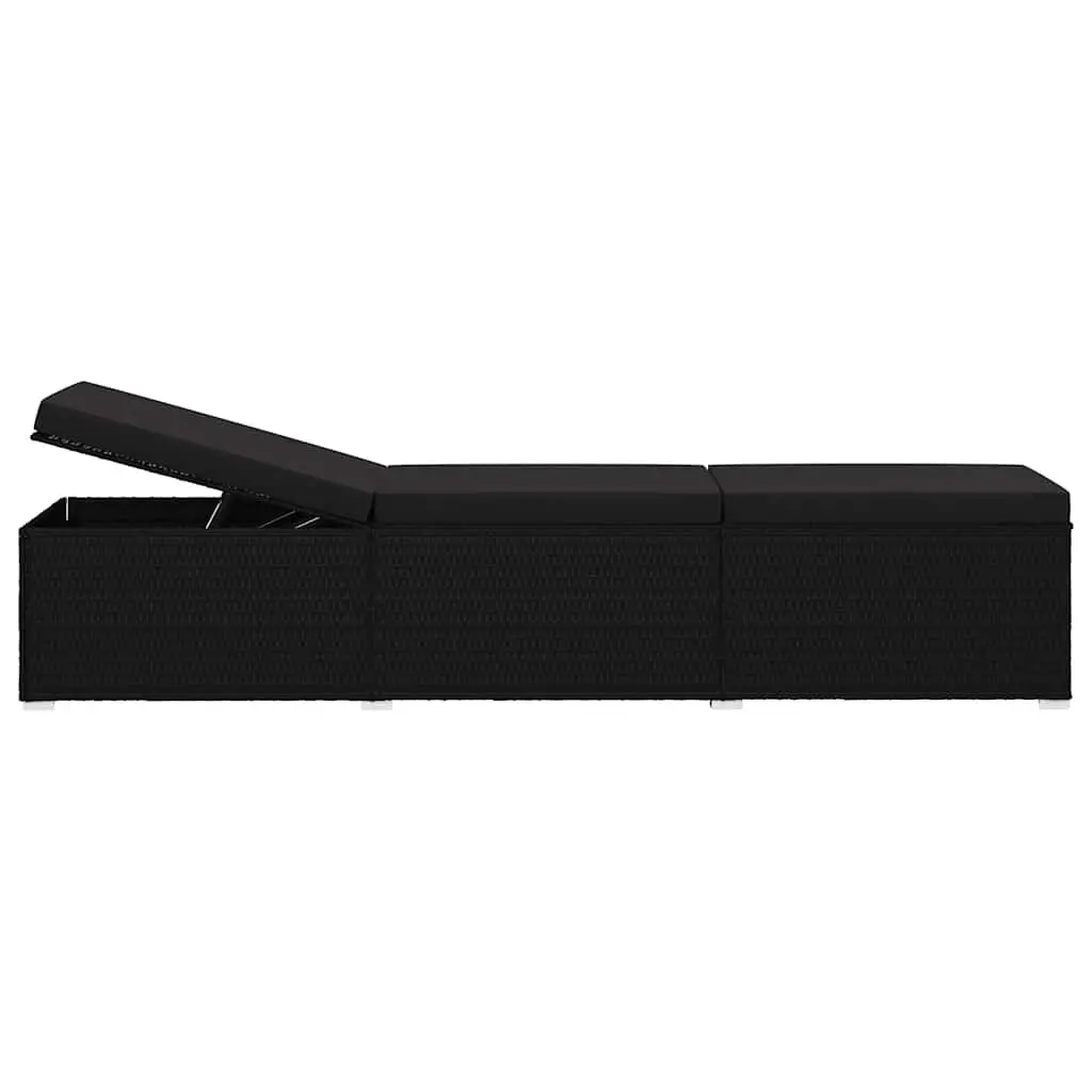 Sun Lounger for Outdoor Poolside Relaxation with Cushion Black