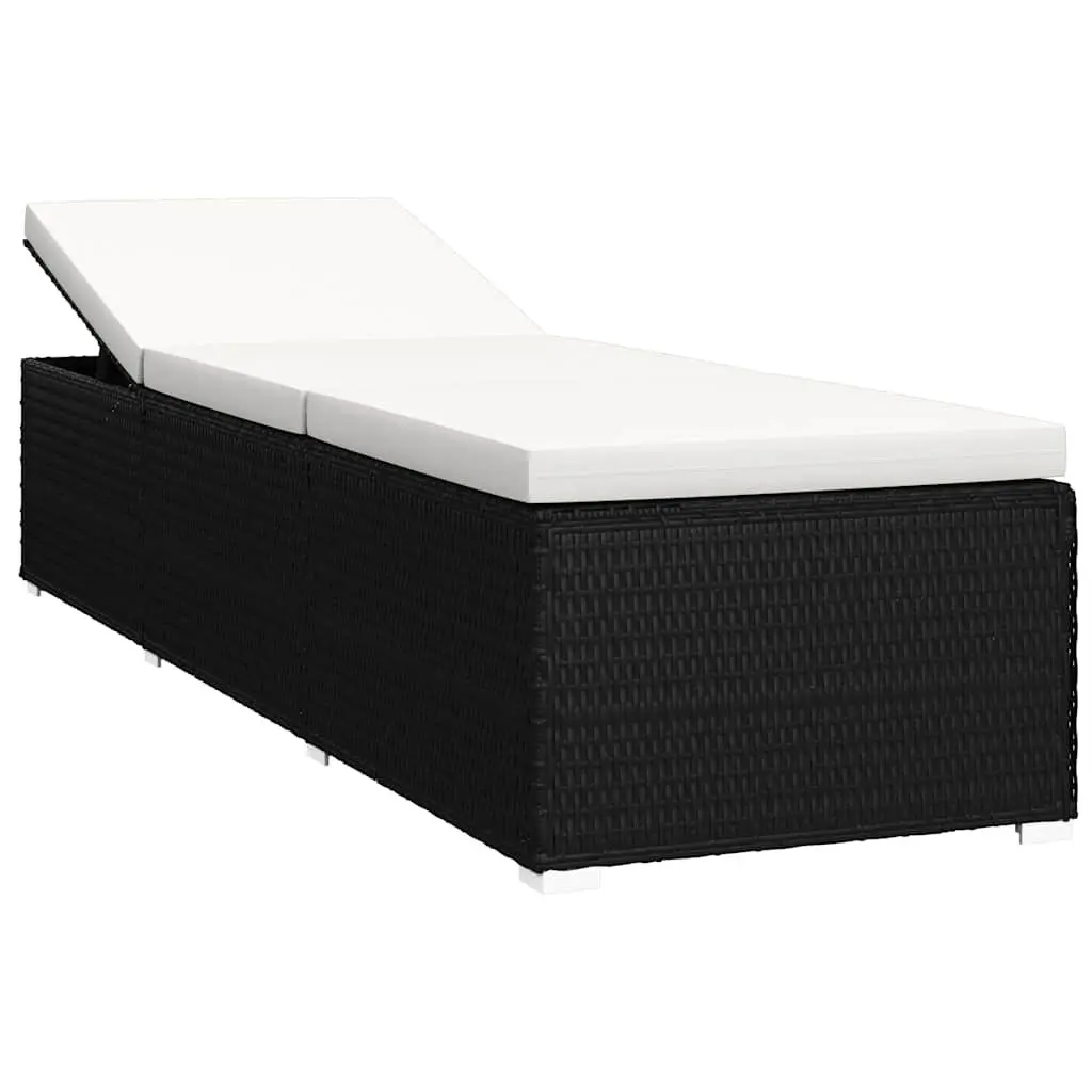 Sun Lounger with Cushion and Side Table Outdoor Garden Patio Recliner Bed