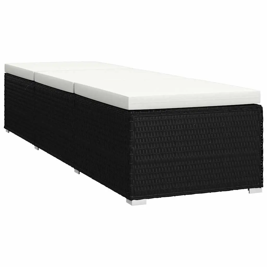 Sun Lounger with Cushion and Side Table Outdoor Garden Patio Recliner Bed
