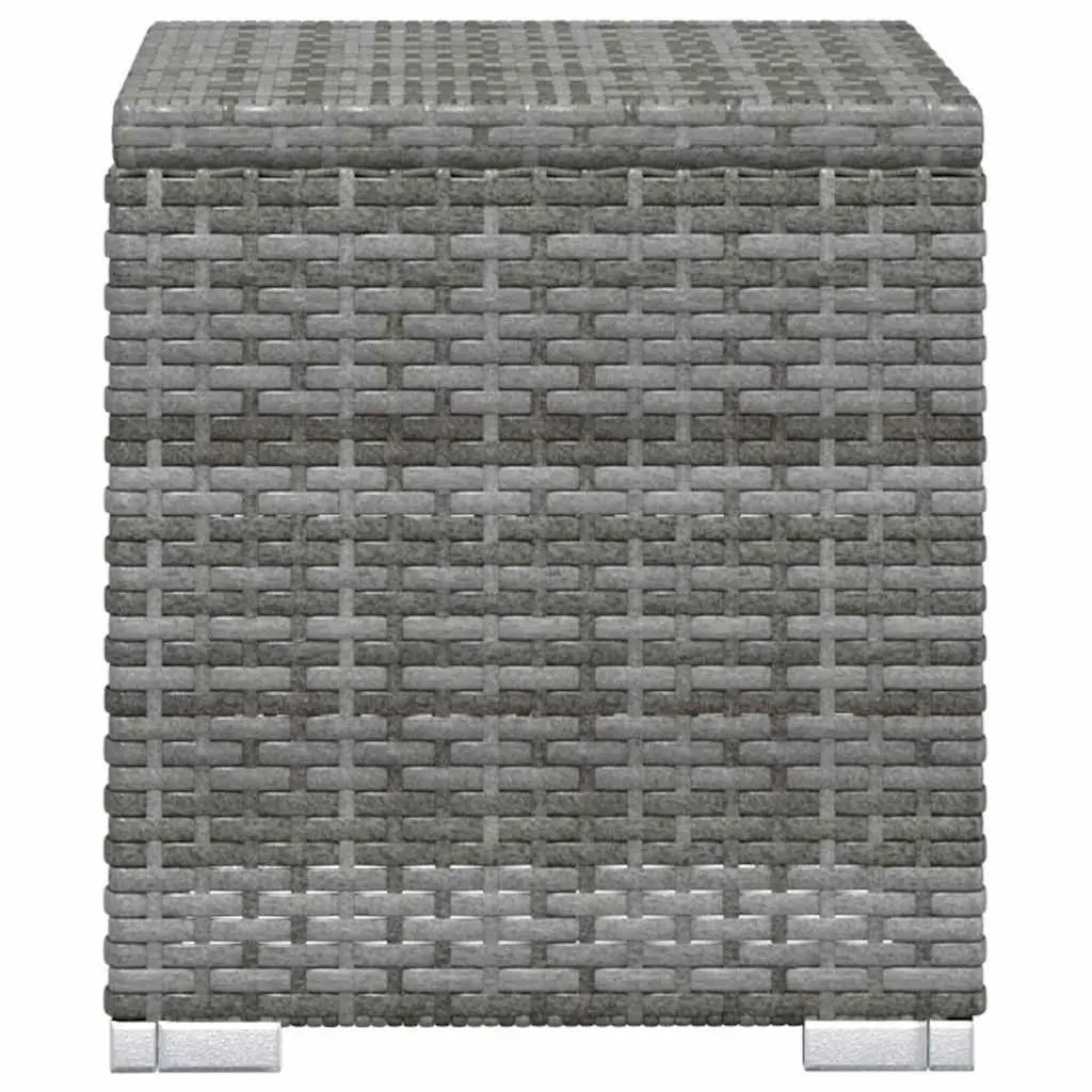 Sun Lounger for Outdoor Use with Cushion and Tea Table Grey Poly Rattan