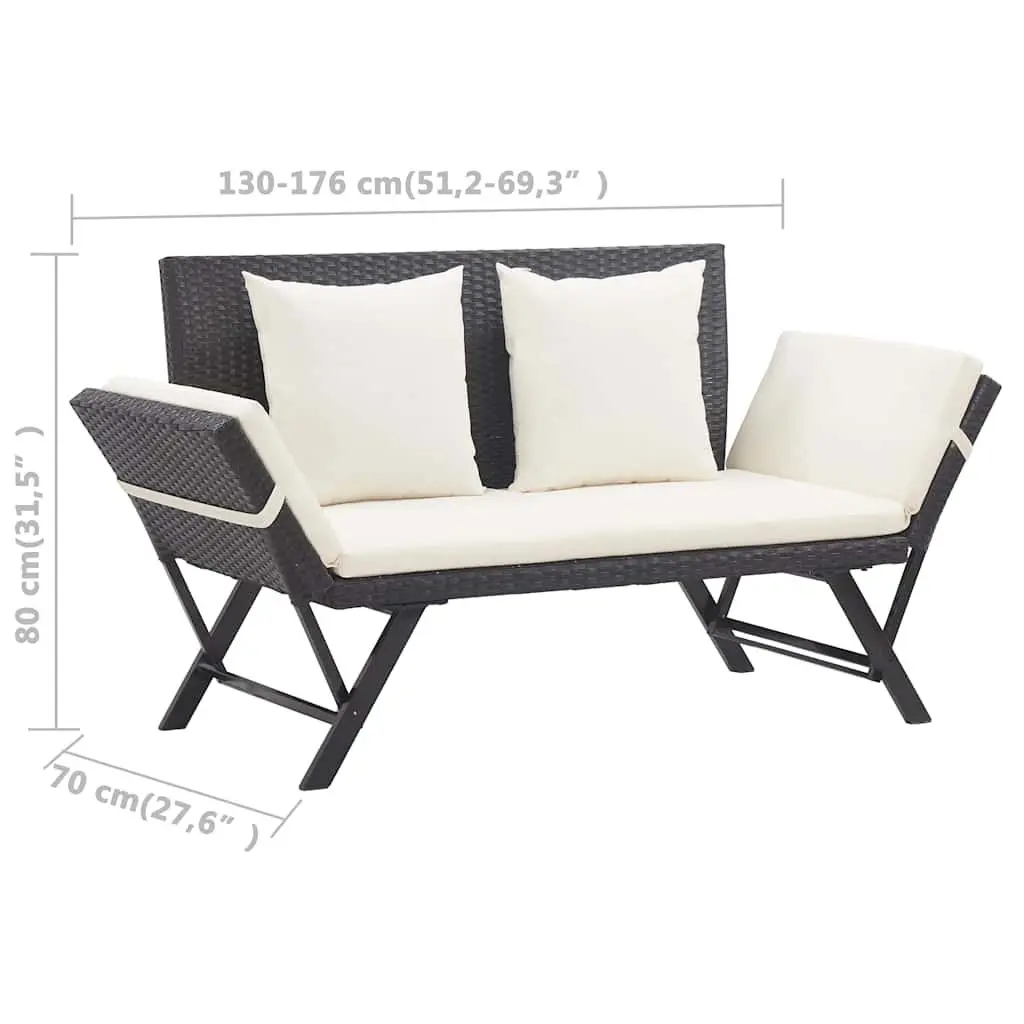 Outdoor Garden Bench Daybed 176cm for Patio with Cushions