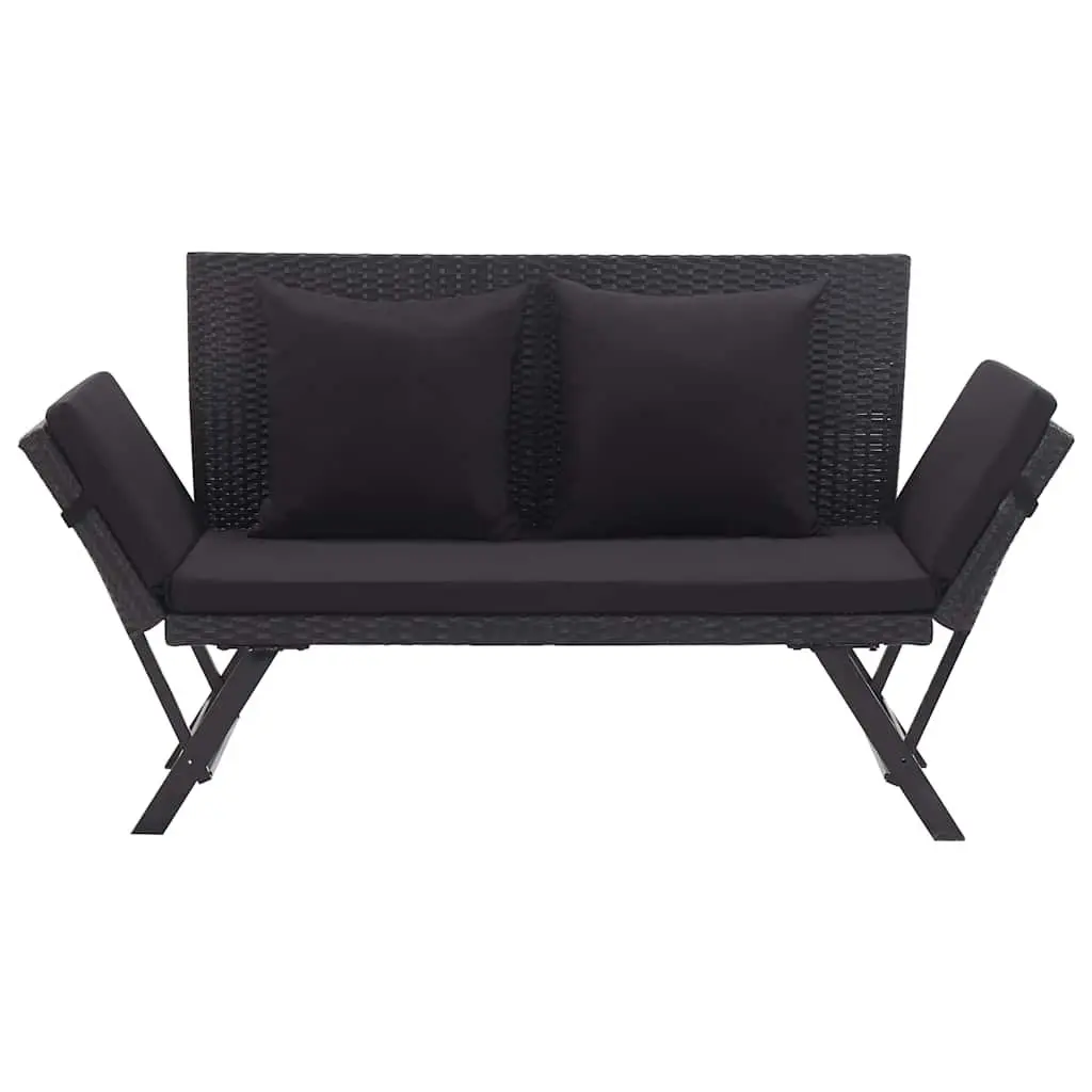 Outdoor Garden Bench Patio Seating Daybed Adjustable 176cm Black