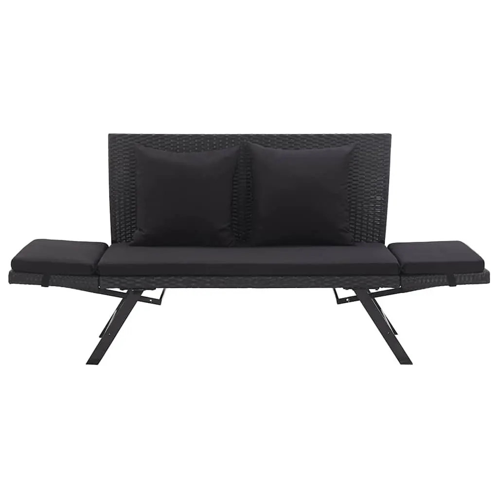 Outdoor Garden Bench Patio Seating Daybed Adjustable 176cm Black
