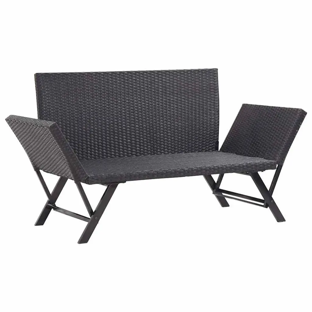 Outdoor Garden Bench Patio Seating Daybed Adjustable 176cm Black