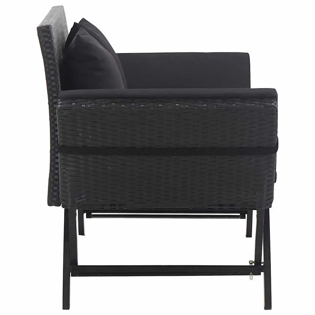 Outdoor Garden Bench Patio Seating Daybed Adjustable 176cm Black