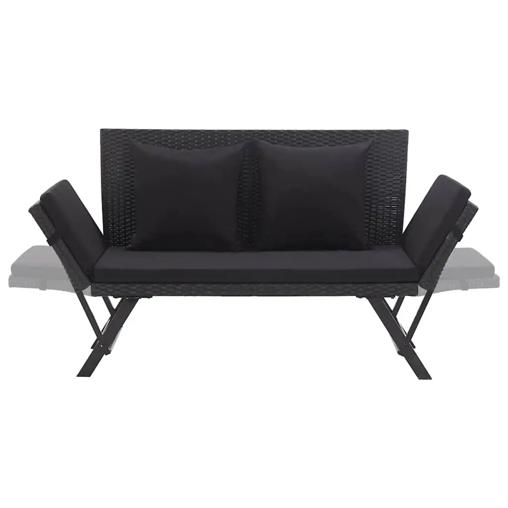 Outdoor Garden Bench Patio Seating Daybed Adjustable 176cm Black