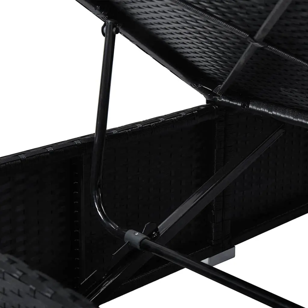 Sun Lounger with Canopy and Cushion for Outdoor Patio Black