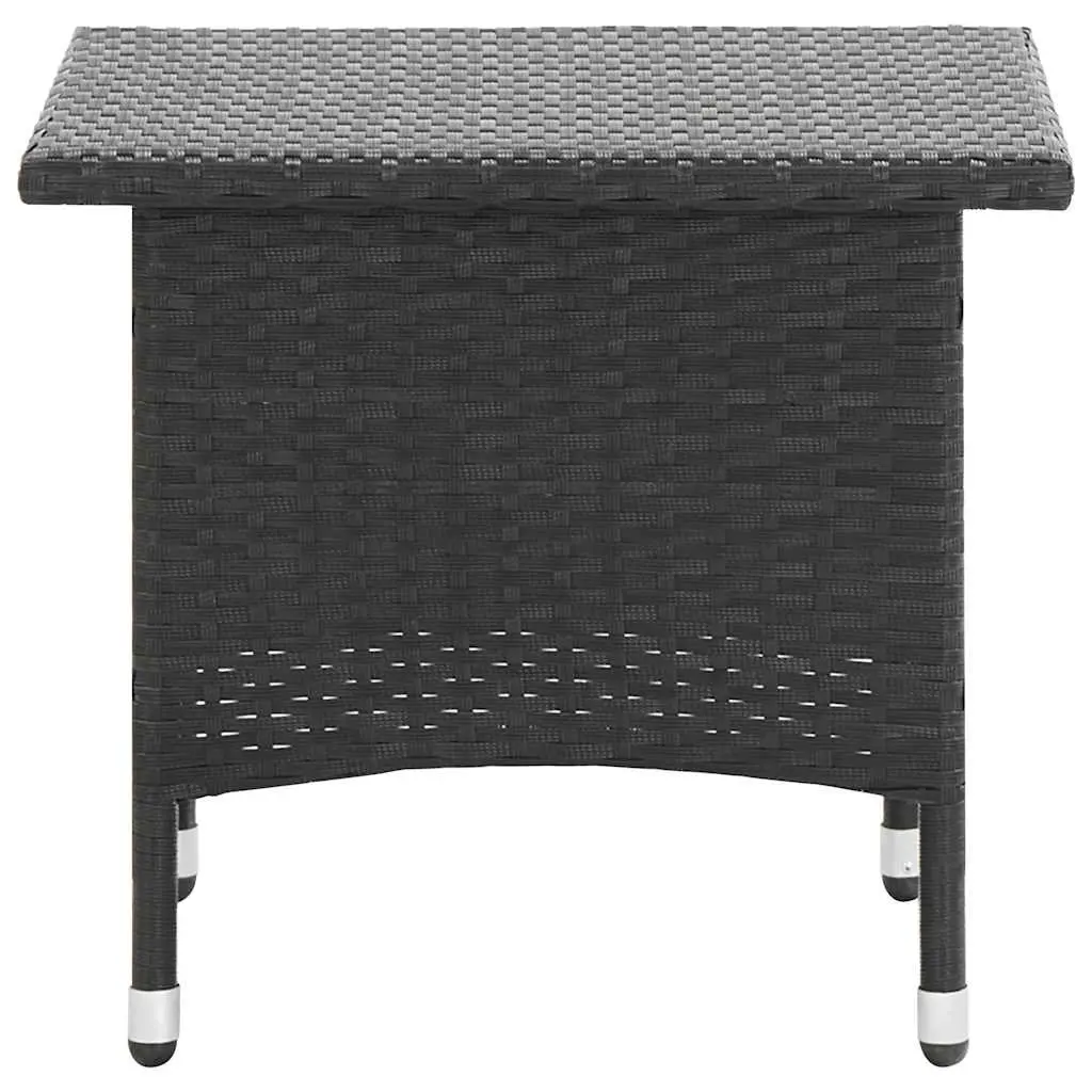 Outdoor Tea Table Black 50x50x47cm Poly Rattan Garden Patio Side Coffee Table