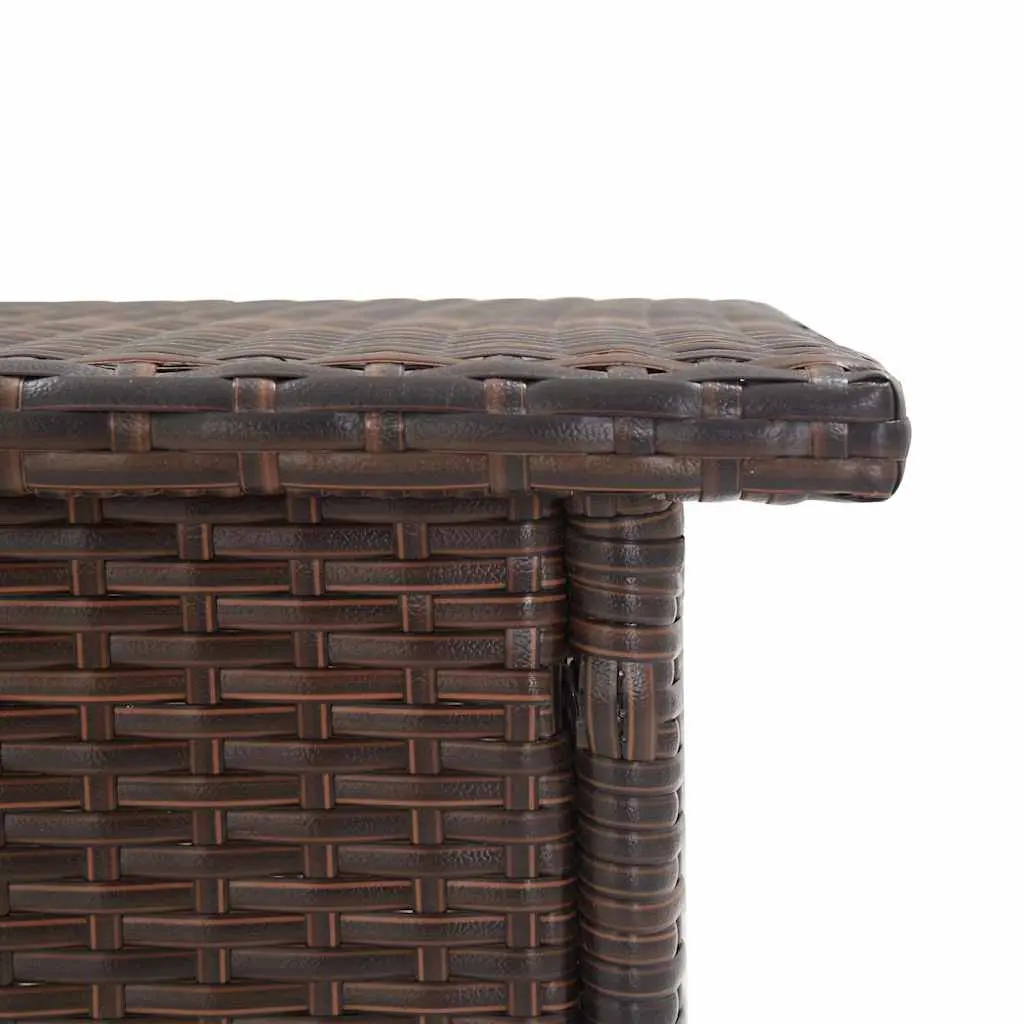 Outdoor Tea Table Brown Poly Rattan Garden Patio Side Coffee Table Steel Frame