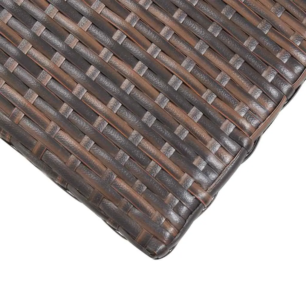 Outdoor Tea Table Brown Poly Rattan Garden Patio Side Coffee Table Steel Frame