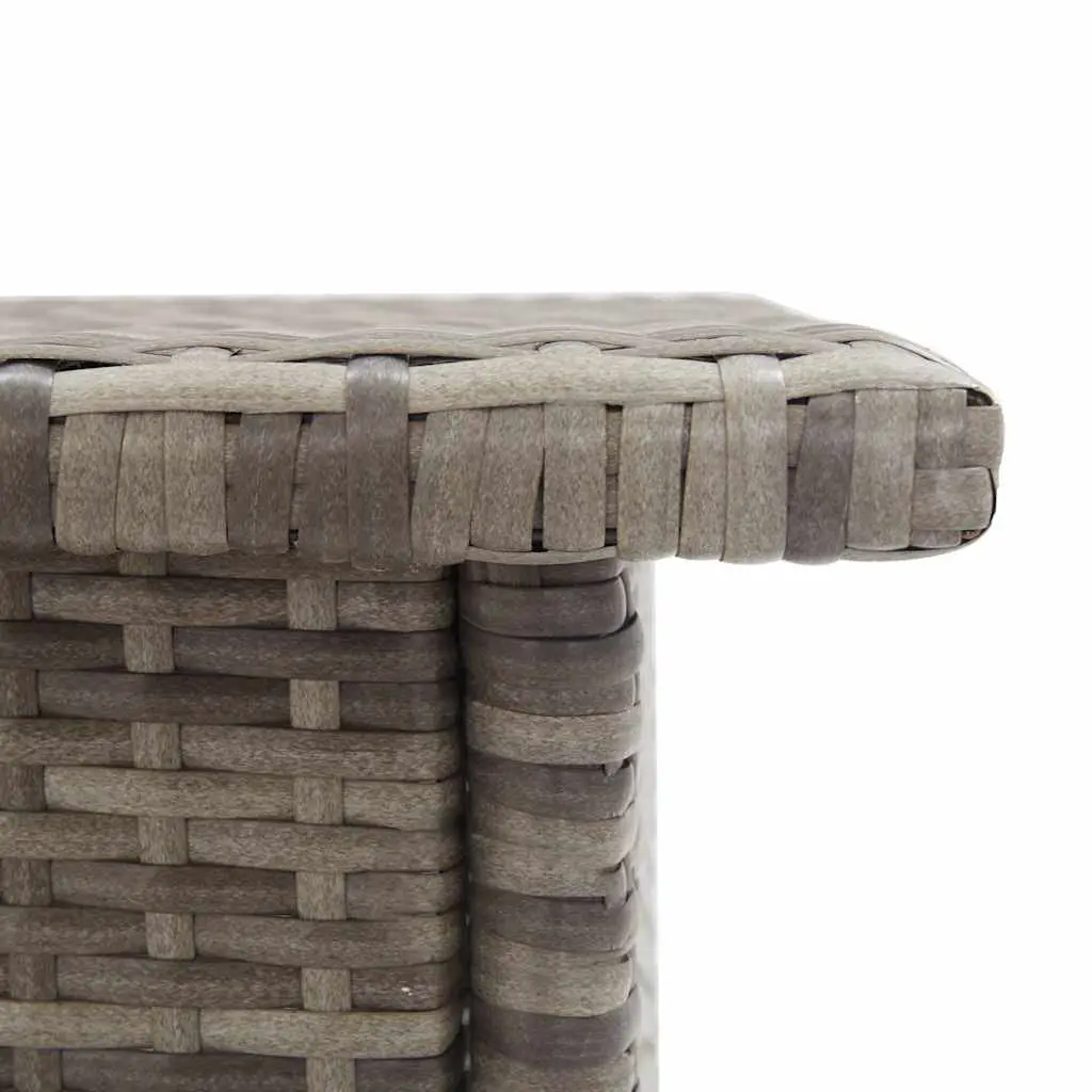 Grey Poly Rattan Tea Table Outdoor Garden Patio Coffee Side Table Steel Frame