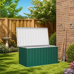 Garden Storage Box Specifications: 129x67x65 cm, Green Galvanised Steel