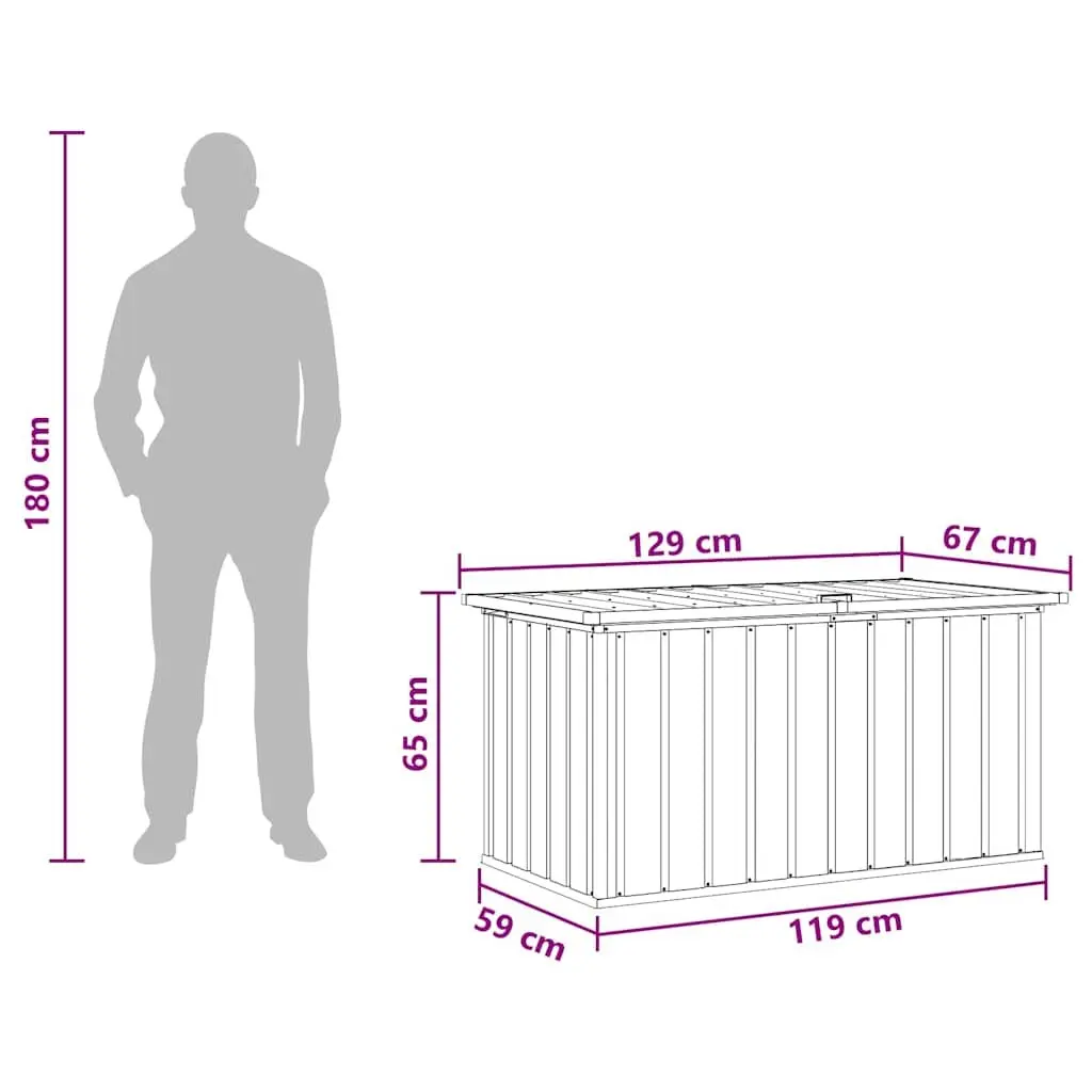 Garden Storage Box Grey Outdoor Patio 129 x 67 x 65 cm