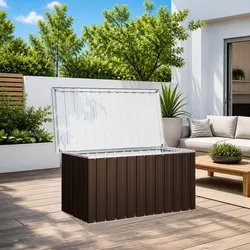 Garden Storage Box Specifications: Brown Steel Chest