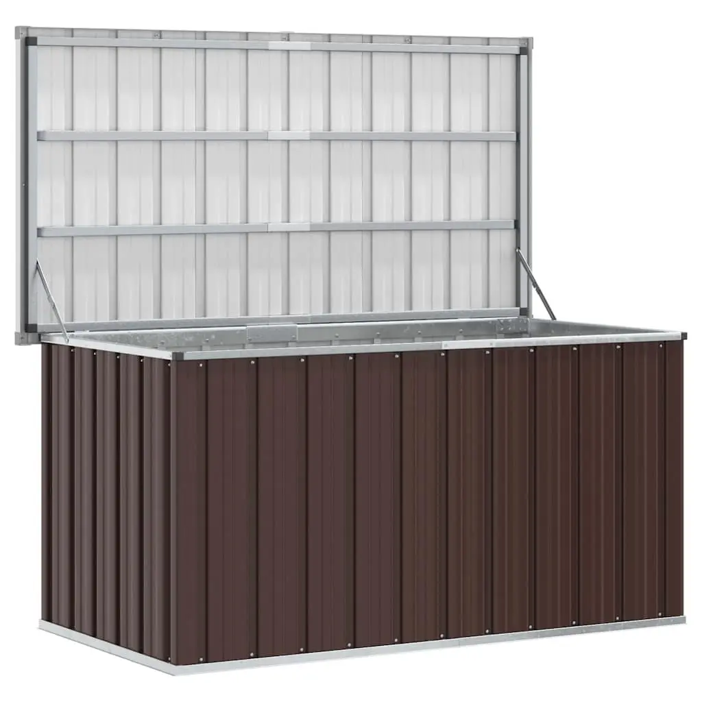Garden Storage Box Brown Outdoor Patio Deck Furniture Durable Steel Chest