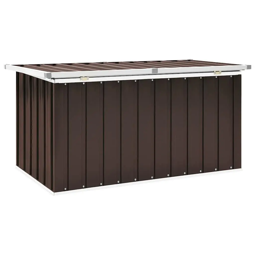 Garden Storage Box Brown Outdoor Patio Deck Furniture Durable Steel Chest