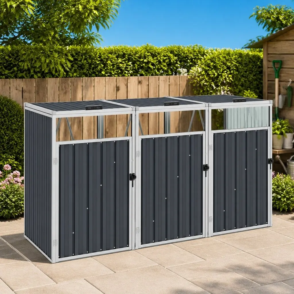 Triple Garbage Bin Shed Container
