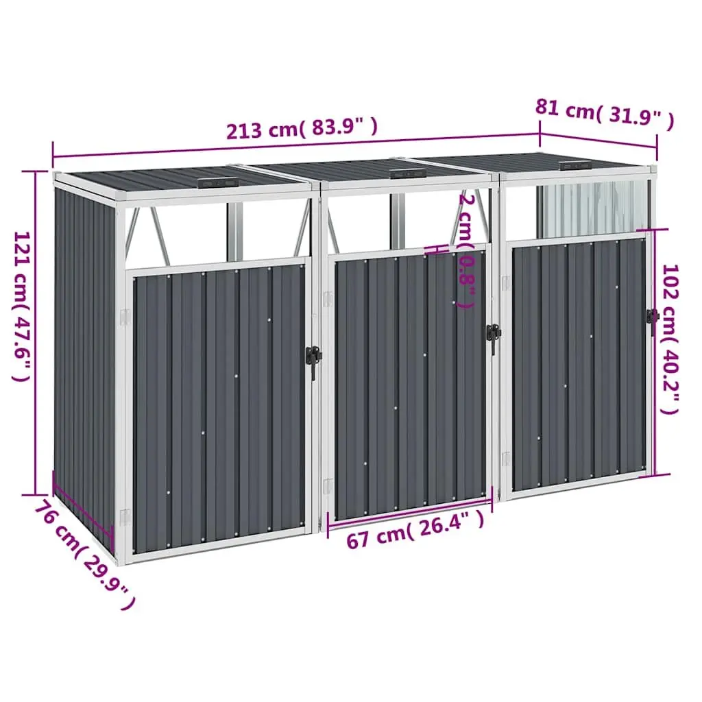 Triple Garbage Bin Shed Container