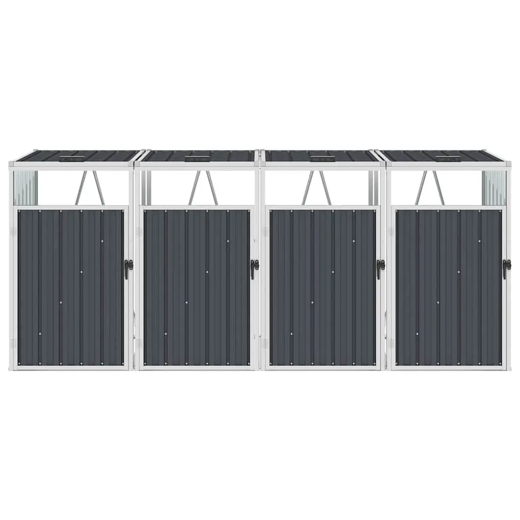 Quadruple Garbage Bin Shed Anthracite Garden Waste Container Enclosure Storage