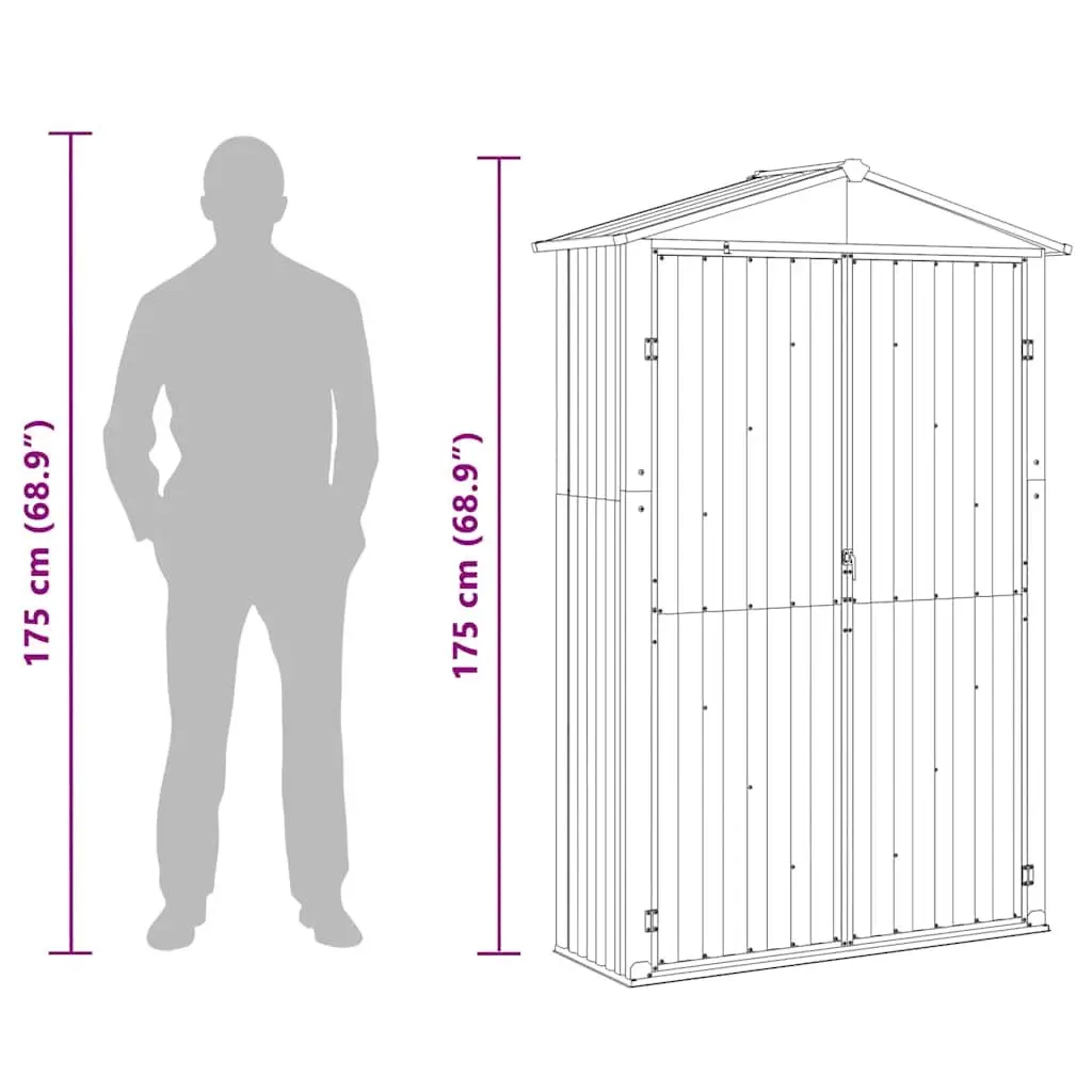 Garden Shed Green Outdoor Storage 116x45x175cm Galvanised Steel