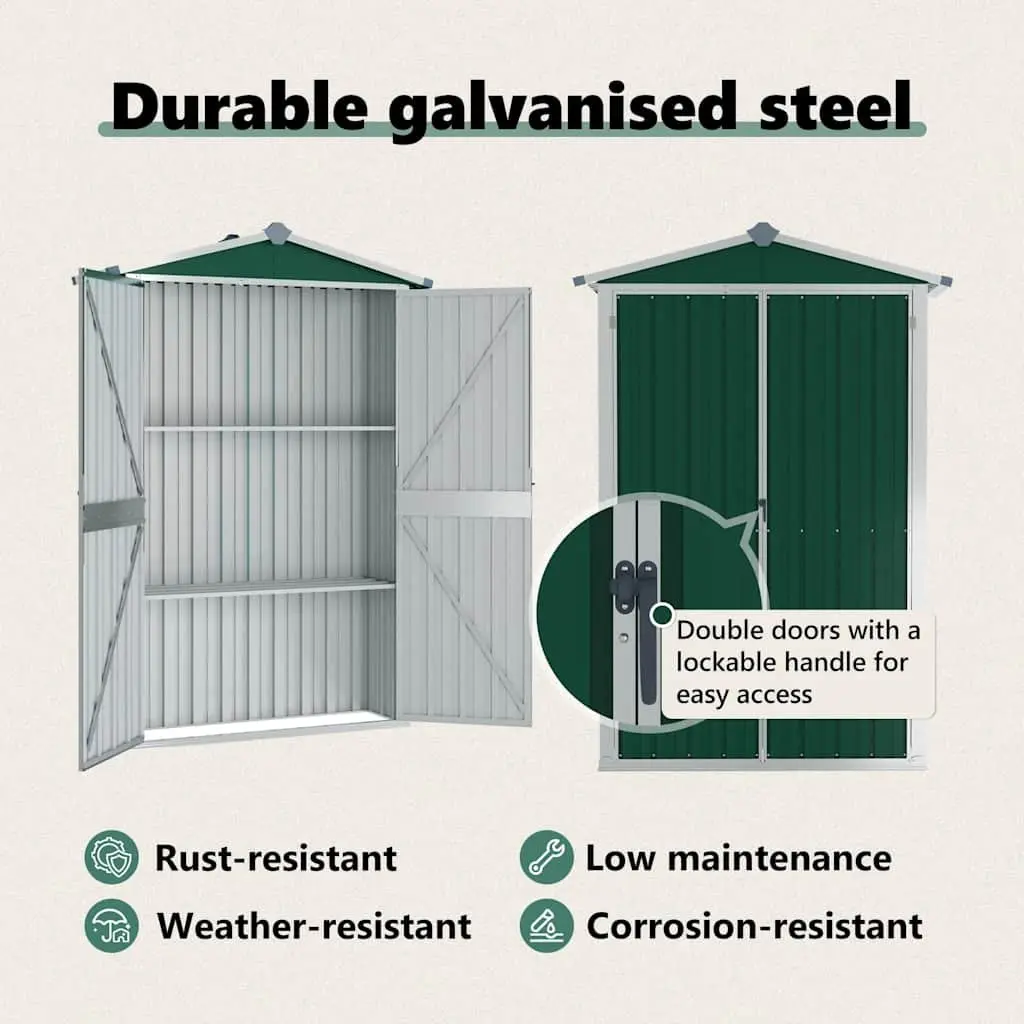 Garden Shed Green Outdoor Storage 116x45x175cm Galvanised Steel