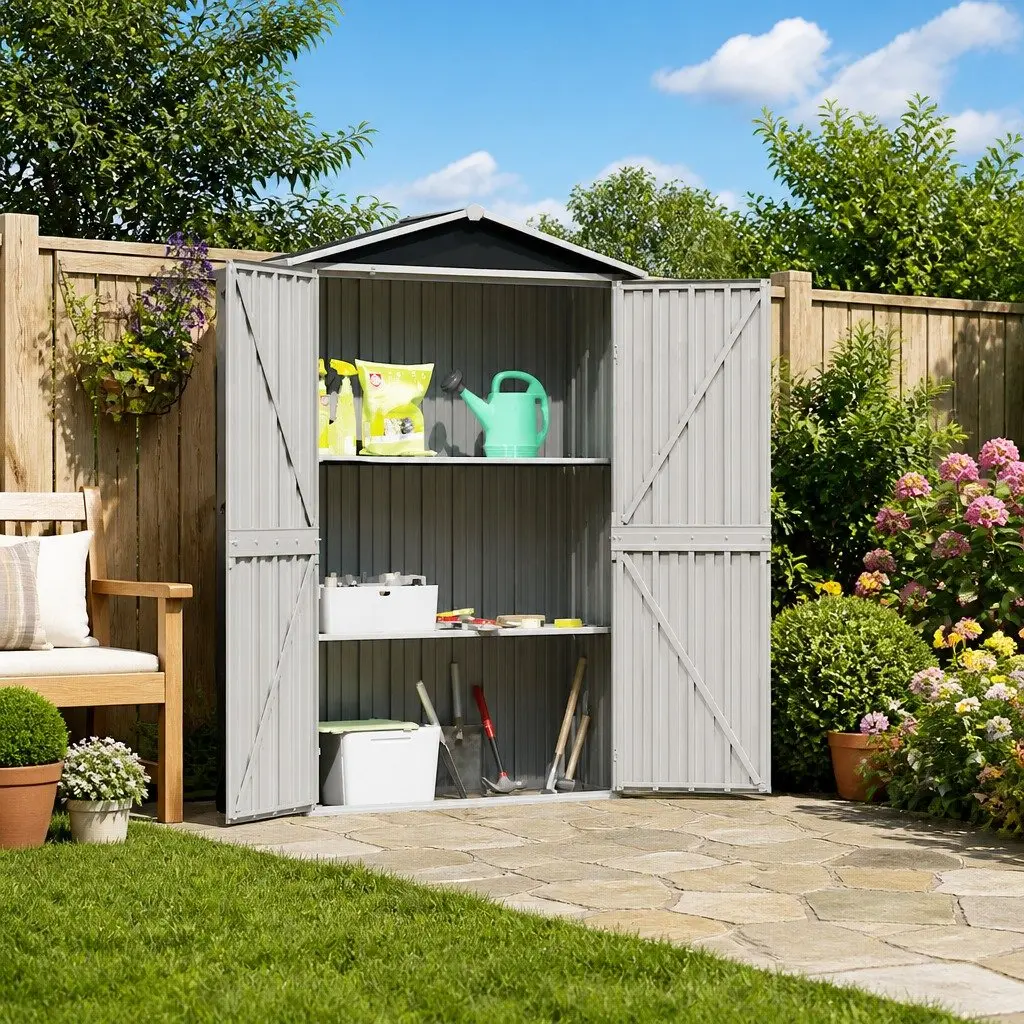 Garden Shed Outdoor Storage 116x45x175 cm Galvanised Steel
