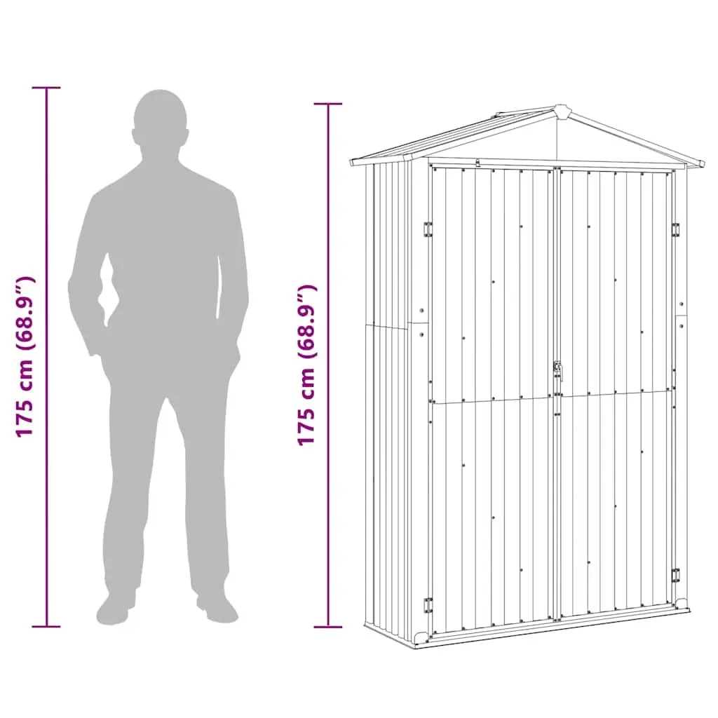 Garden Shed Outdoor Storage 116x45x175 cm Galvanised Steel