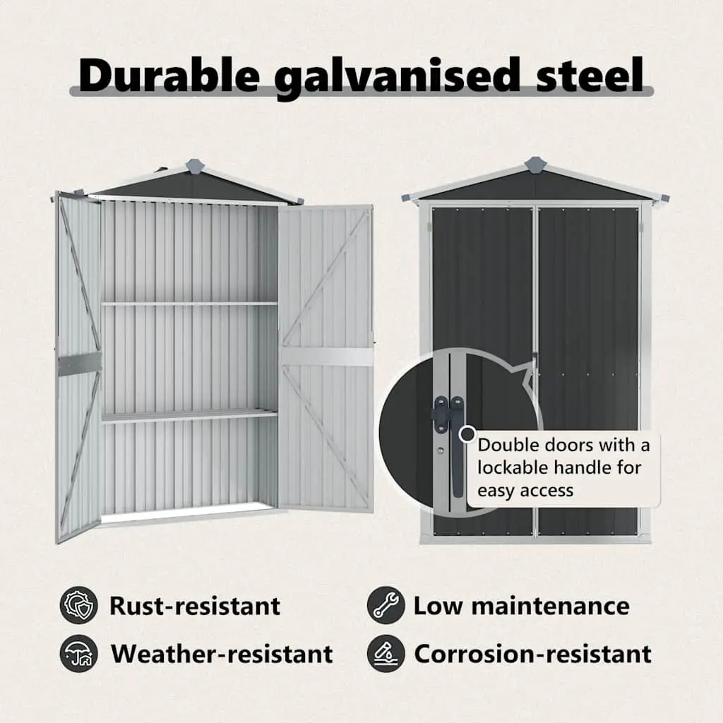 Garden Shed Outdoor Storage 116x45x175 cm Galvanised Steel