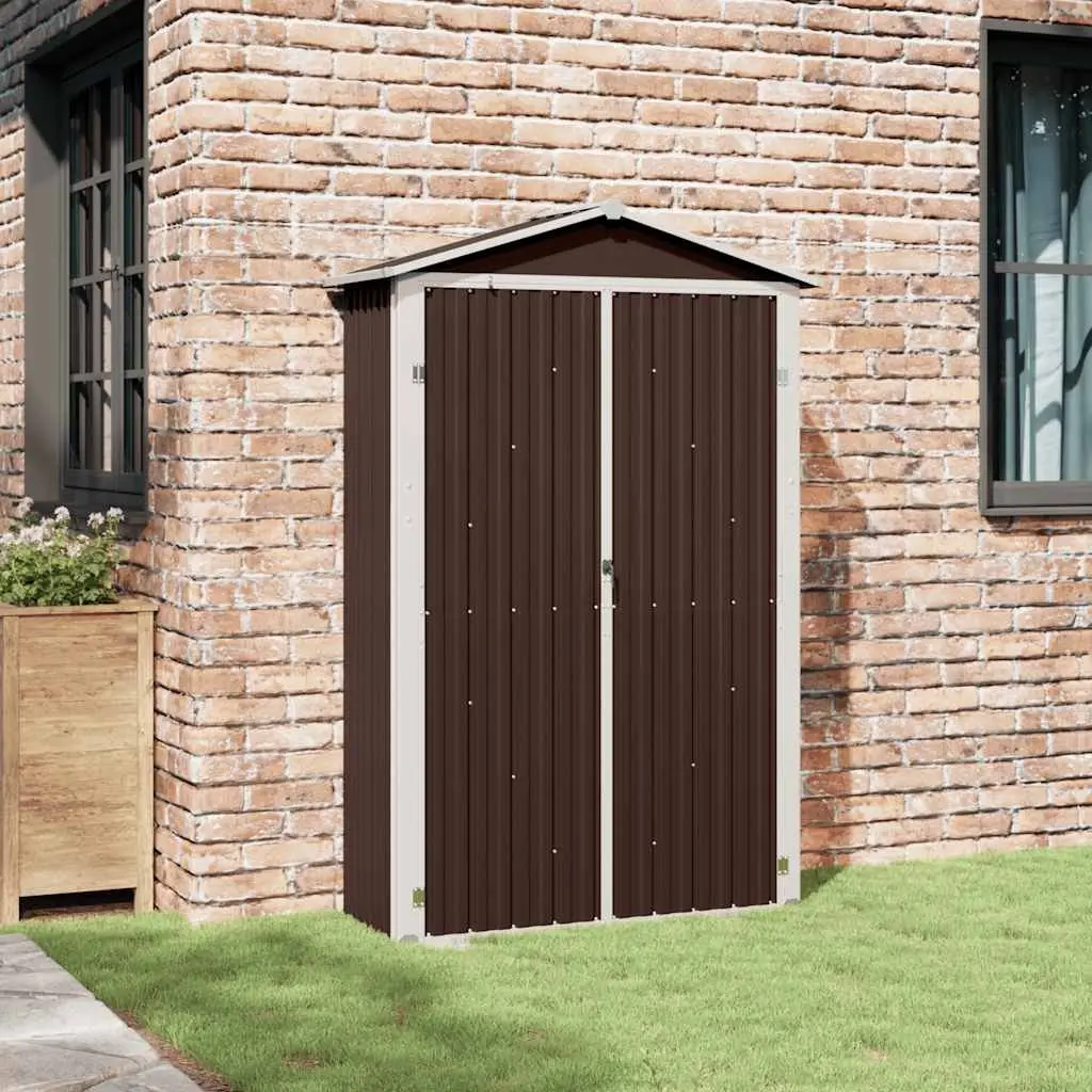 Garden Shed Outdoor Storage Brown Galvanised Steel 116 x 45 x 175 cm