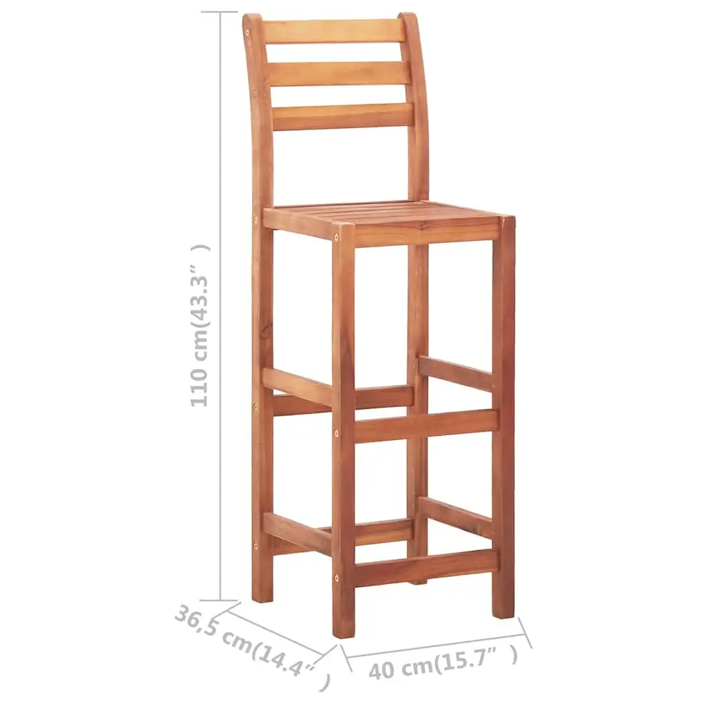 Bar Stools Outdoor Kitchen Dining Set 2 Piece Acacia Wood
