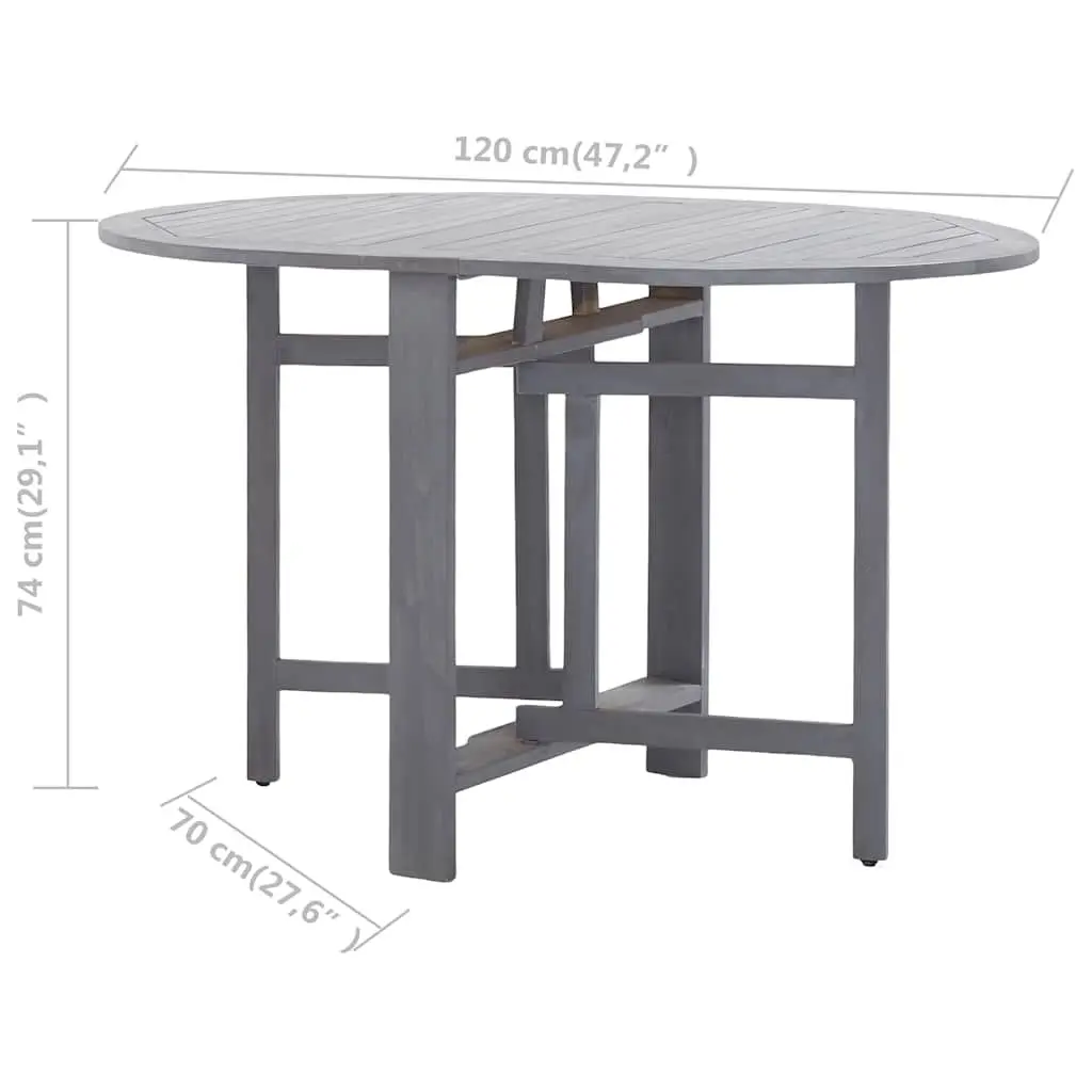Outdoor Dining Table Grey Oval Garden 120x70x74cm