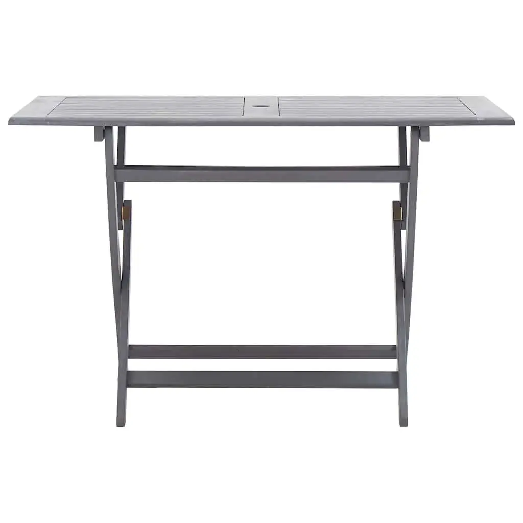 Folding Garden Dining Table Outdoor Patio Furniture Wood Parasol Hole Grey